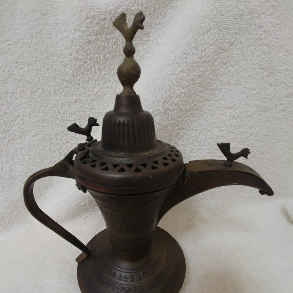 Vintage Bedouin Bird Dallah Coffee Pot Brass